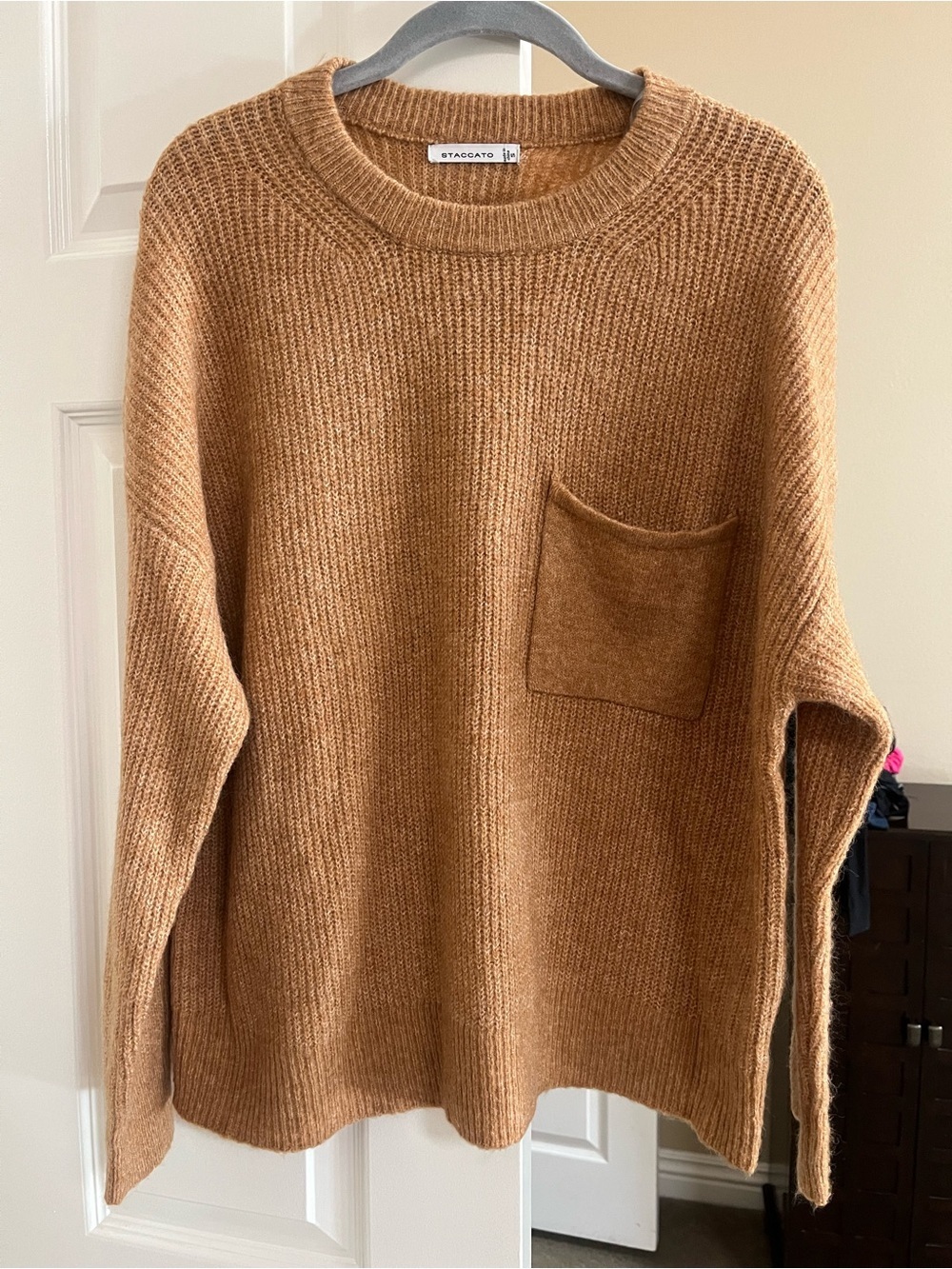 Staccato Camel Knit Sweater with Pocket